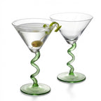 Spiral Stem Martini Glasses Set of 2, 9.2oz 7.05" Green - HOUSE OF SHE
