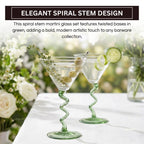 Spiral Stem Martini Glasses Set of 2, 9.2oz 7.05" Green - HOUSE OF SHE