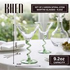 Spiral Stem Martini Glasses Set of 2, 9.2oz 7.05" Green - HOUSE OF SHE
