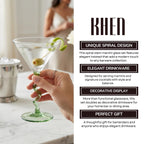 Spiral Stem Martini Glasses Set of 2, 9.2oz 7.05" Green - HOUSE OF SHE