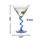 Spiral Stem Martini Glasses Set of 6, 9.2oz 7.05" Multicolor Twisted Base Glass - HOUSE OF SHE