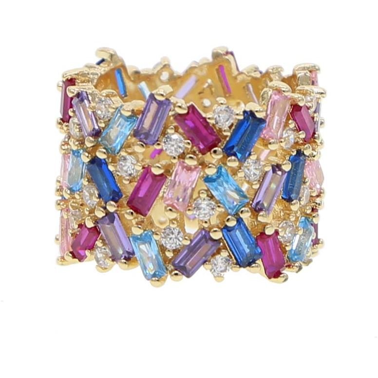 Stacie Rainbow Baguette Ring - HOUSE OF SHE
