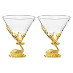 Stag Antler Cocktail Glasses Set of 2 Gold Deer Design Elegant Animal Inspired Barware - HOUSE OF SHE