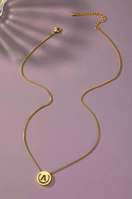 Stainless cut out initial necklace with box chain - HOUSE OF SHE