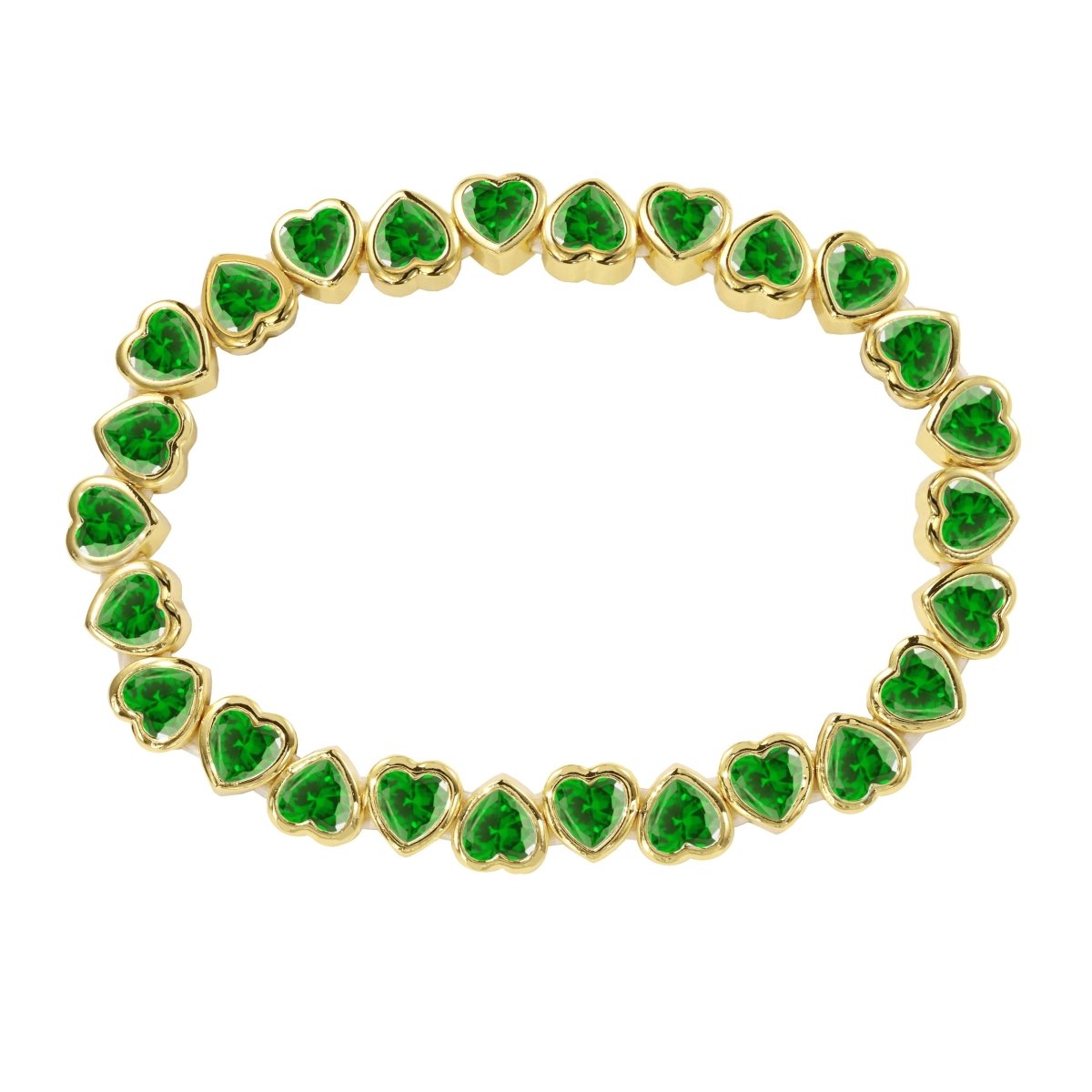 Stretchy Bezel Heart Bracelet Emerald - HOUSE OF SHE
