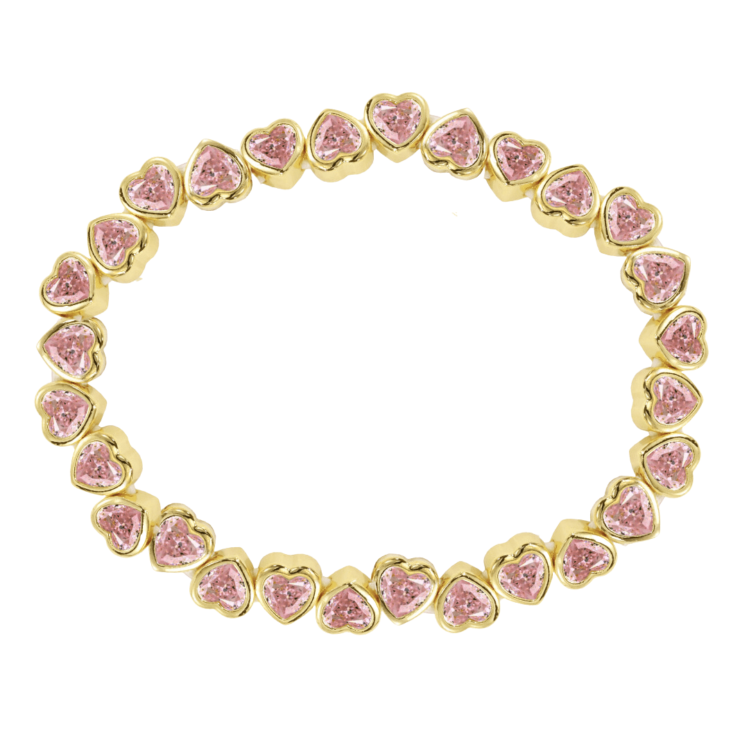Stretchy Bezel Heart Bracelet Pink - HOUSE OF SHE