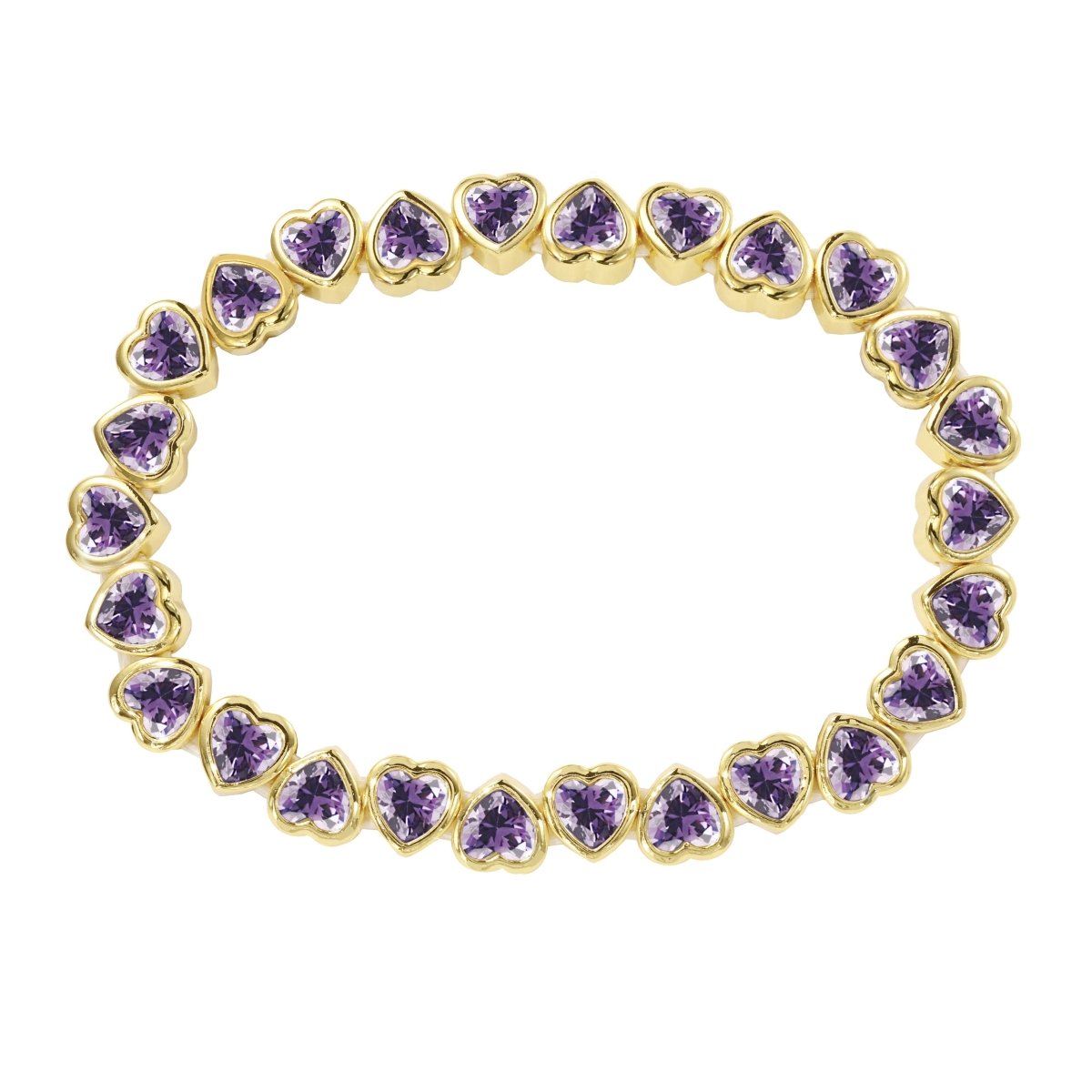 Stretchy Bezel Heart Bracelet Purple - HOUSE OF SHE