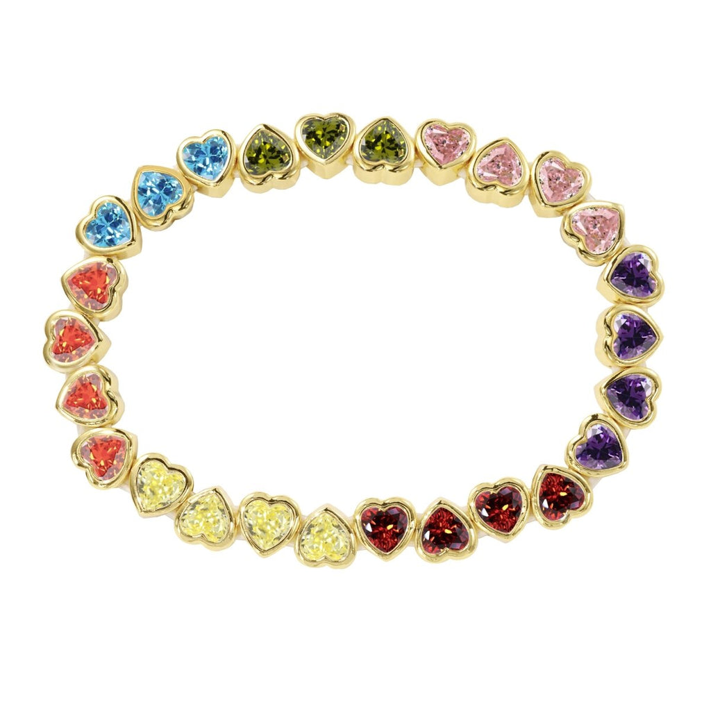Stretchy Bezel Heart Bracelet Rainbow - HOUSE OF SHE