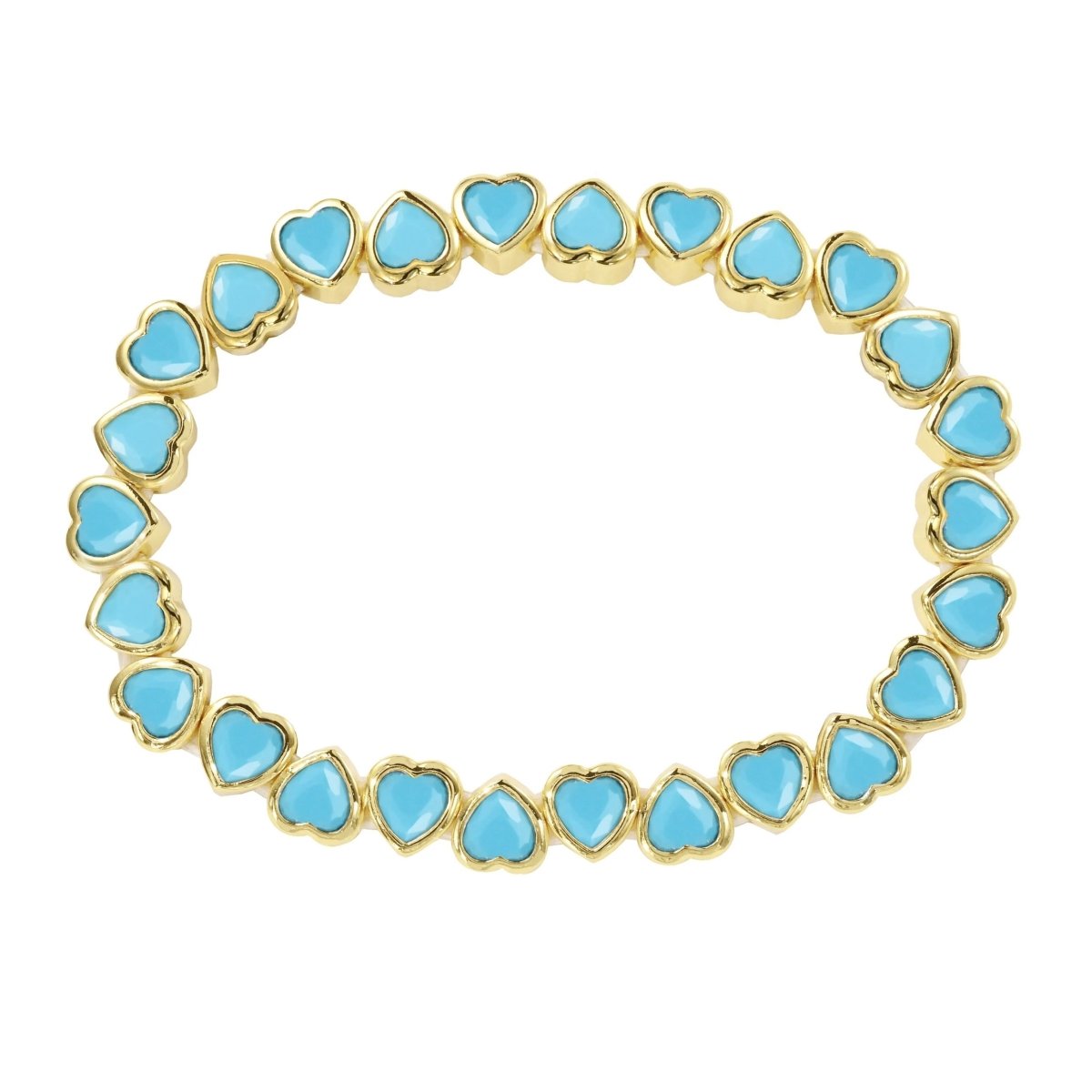 Stretchy Bezel Heart Bracelet Turquoise - HOUSE OF SHE