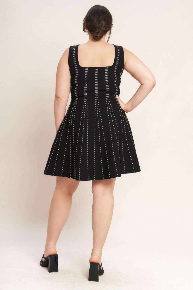 SUGAR STRIPE JACQUARD SWEATER MINI DRESS - HOUSE OF SHE