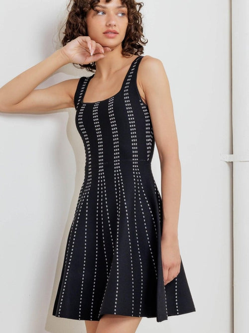 SUGAR STRIPE JACQUARD SWEATER MINI DRESS