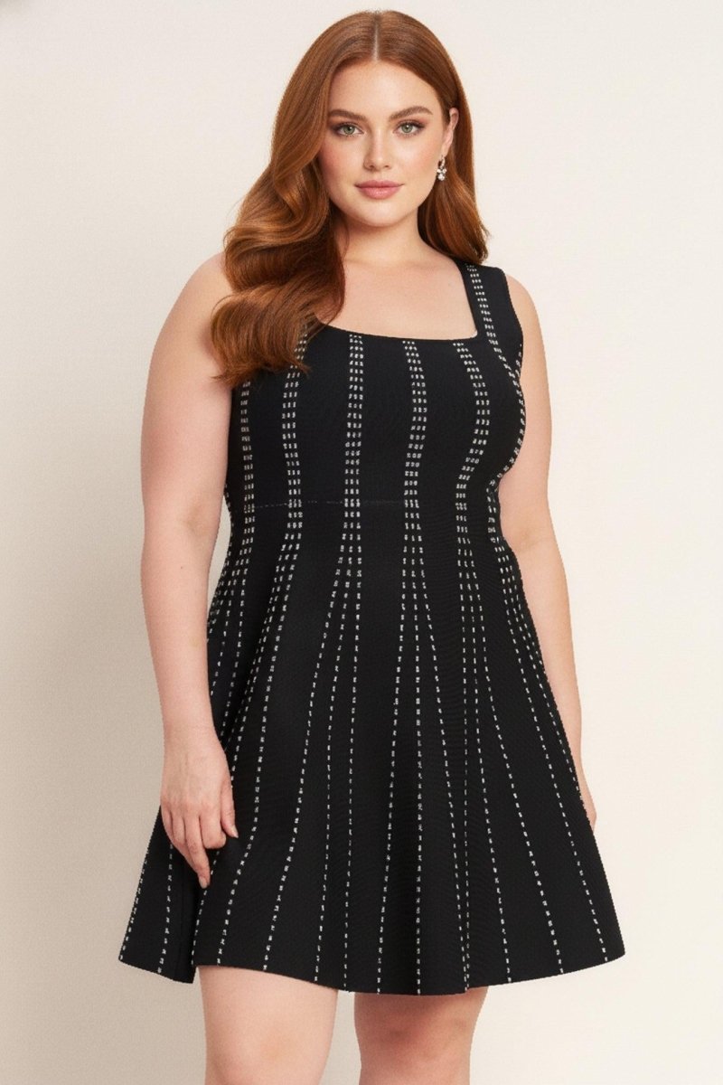 SUGAR STRIPE JACQUARD SWEATER MINI DRESS - HOUSE OF SHE