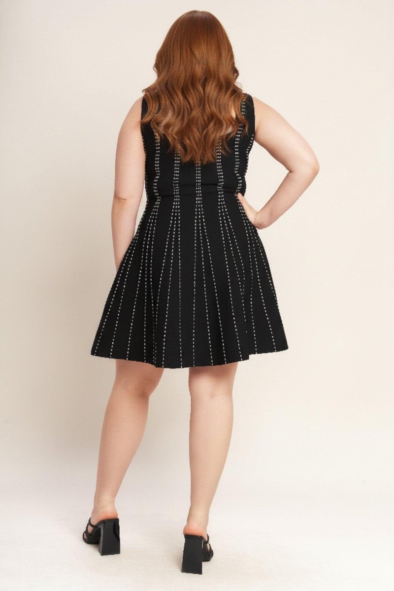SUGAR STRIPE JACQUARD SWEATER MINI DRESS l FREEMARKET BLACK/SILVER / 2X