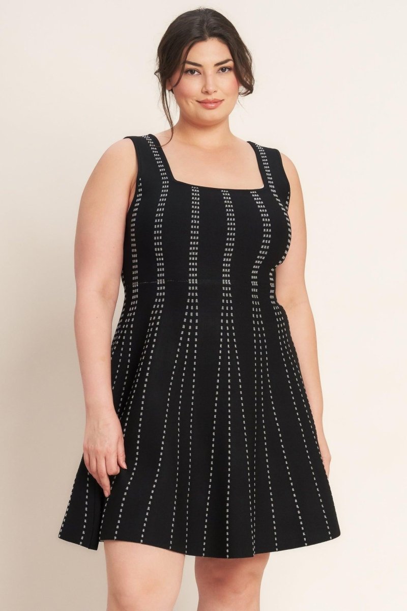 SUGAR STRIPE JACQUARD SWEATER MINI DRESS - HOUSE OF SHE