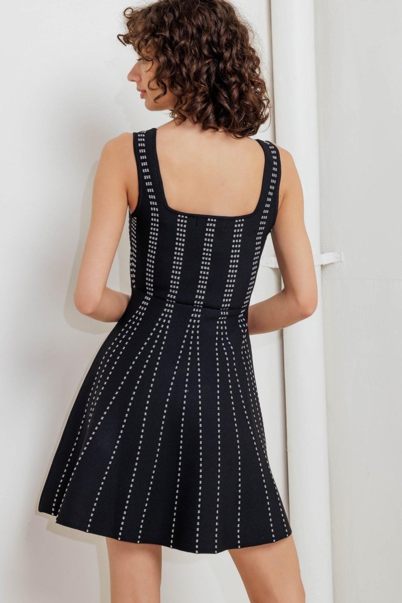 SUGAR STRIPE JACQUARD SWEATER MINI DRESS - HOUSE OF SHE