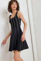SUGAR STRIPE JACQUARD SWEATER MINI DRESS - HOUSE OF SHE