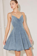 SUMMER HEARTBEAT DENIM MINI DRESS - HOUSE OF SHE