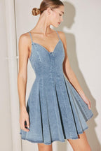 SUMMER HEARTBEAT DENIM MINI DRESS - HOUSE OF SHE