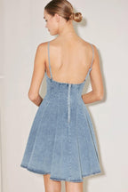 SUMMER HEARTBEAT DENIM MINI DRESS - HOUSE OF SHE
