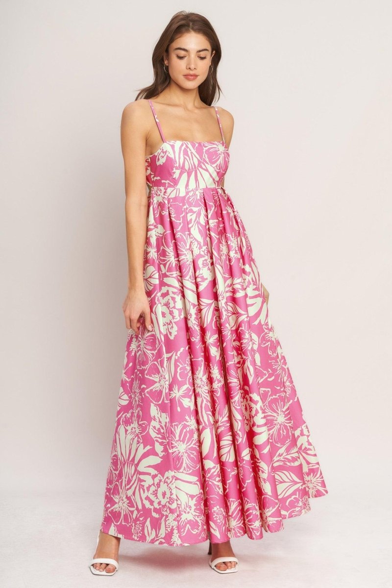 SUMMER HEAT FLORAL WOVEN MAXI DRESS - HOUSE OF SHE