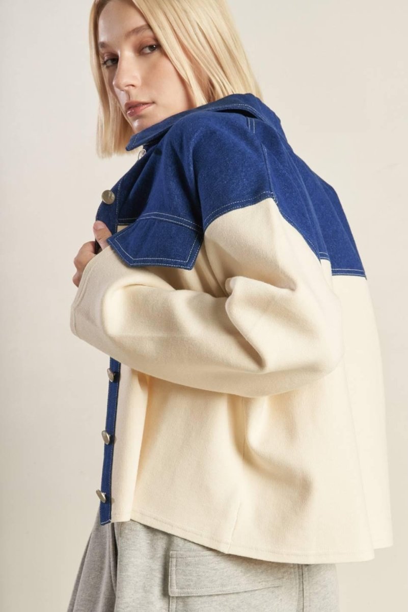 Sweet Harmony Denim Combination Jacket - HOUSE OF SHE