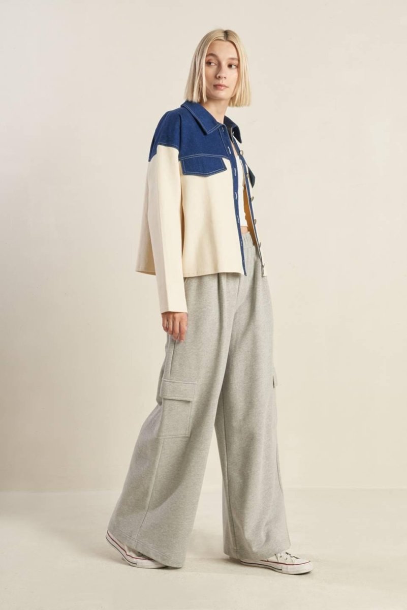 Sweet Harmony Denim Combination Jacket - HOUSE OF SHE
