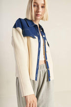Sweet Harmony Denim Combination Jacket - HOUSE OF SHE