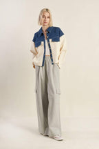 Sweet Harmony Denim Combination Jacket - HOUSE OF SHE