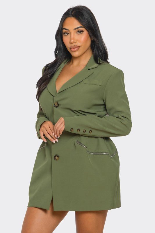 Tailored Utility Blazer Dress - HOUSE OF SHE