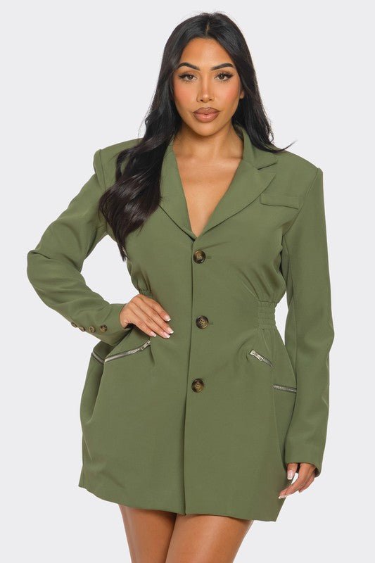 Tailored Utility Blazer Dress - HOUSE OF SHE