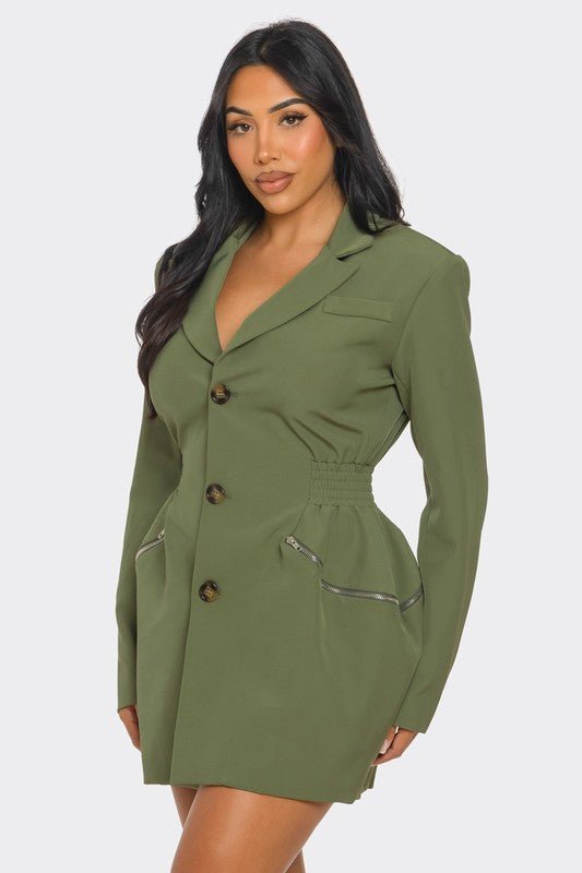 Tailored Utility Blazer Dress - HOUSE OF SHE
