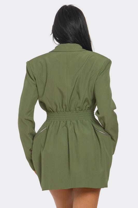 Tailored Utility Blazer Dress - HOUSE OF SHE