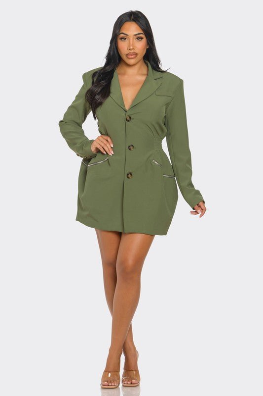 Tailored Utility Blazer Dress - HOUSE OF SHE