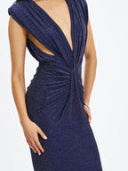 Terri Navy Sparkle Plunging Backless Maxi Dress - HOUSE OF SHE