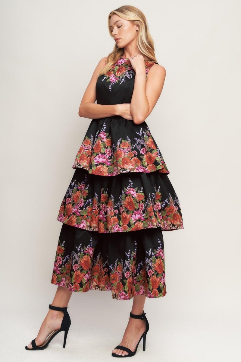 THE BOTANICAL BALLGOWN WOVEN MIDI DRESS - HOUSE OF SHE