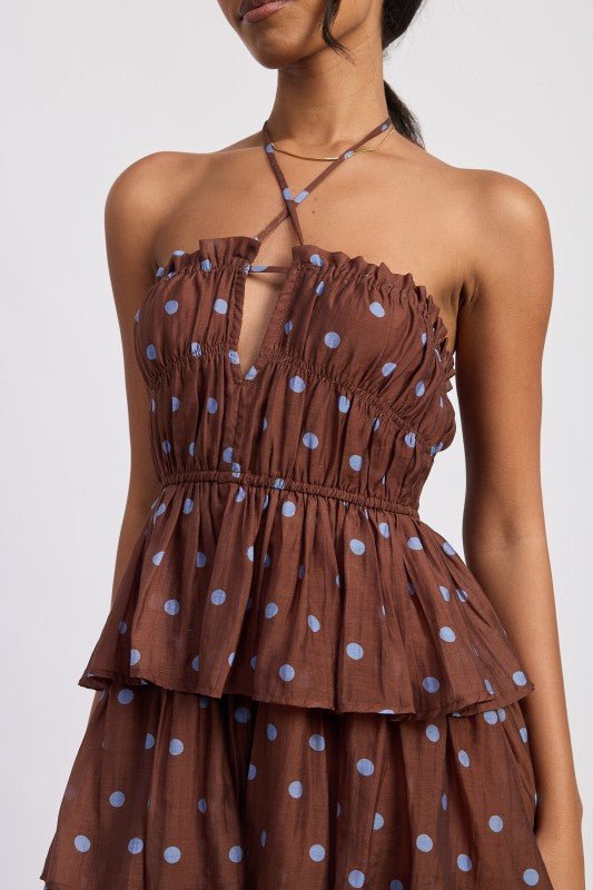 TIERED RUFFLE MAXI HALTER DRESS - HOUSE OF SHE
