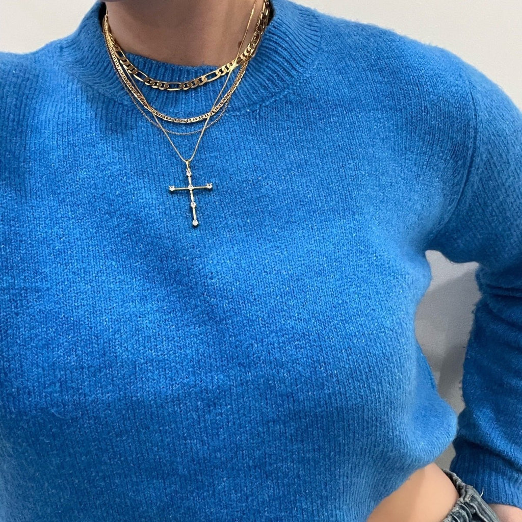 Tom'e Cz Cross Necklace - HOUSE OF SHE