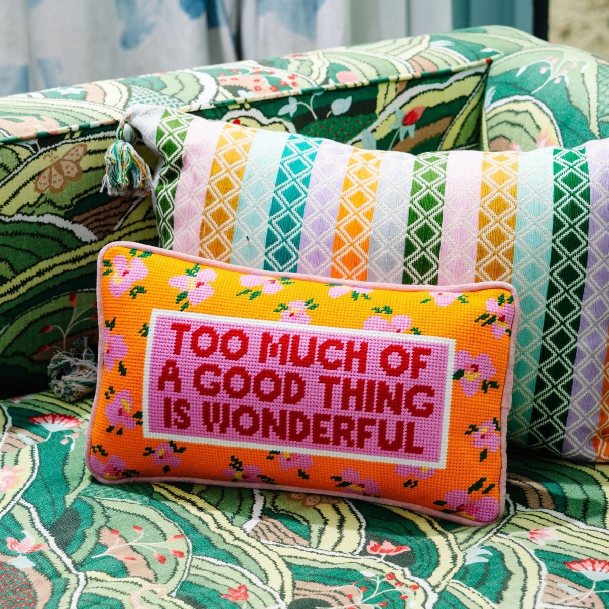 Too Much Needlepoint Pillow - HOUSE OF SHE