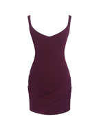 Tori Wine Red Mini Dress with Chiffon Scarf - HOUSE OF SHE
