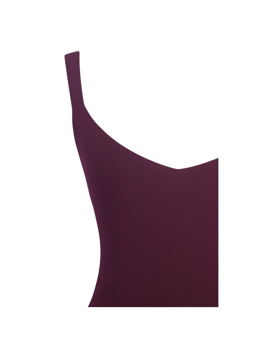 Tori Wine Red Mini Dress with Chiffon Scarf - HOUSE OF SHE