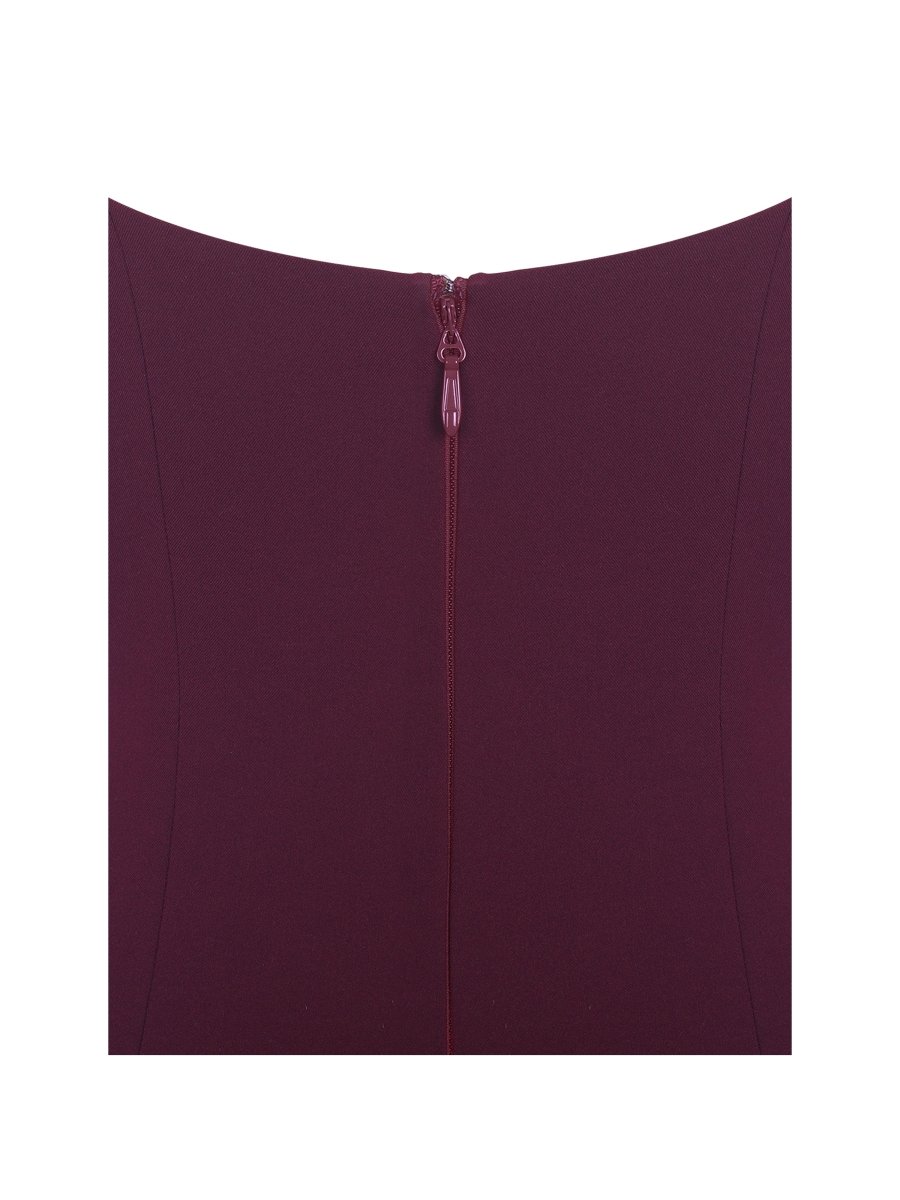 Tori Wine Red Mini Dress with Chiffon Scarf - HOUSE OF SHE