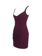 Tori Wine Red Mini Dress with Chiffon Scarf - HOUSE OF SHE