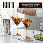 Tortoise Leopard Print Martini 9oz - Set of 2, 7.1" Spotted Borosilicate Cocktail - HOUSE OF SHE