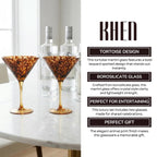 Tortoise Leopard Print Martini 9oz - Set of 2, 7.1" Spotted Borosilicate Cocktail - HOUSE OF SHE