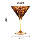 Tortoise Leopard Print Martini 9oz - Set of 2, 7.1" Spotted Borosilicate Cocktail - HOUSE OF SHE