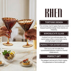 Tortoise Leopard Print Martini 9oz - Set of 4, 7.1" Spotted Borosilicate Cocktail Stem - HOUSE OF SHE