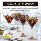 Tortoise Leopard Print Martini 9oz - Set of 4, 7.1" Spotted Borosilicate Cocktail Stem - HOUSE OF SHE