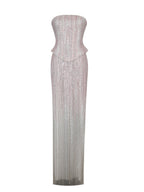 Tosca Beaded Blush Gradient Strapless Peplum Maxi Dress - HOUSE OF SHE