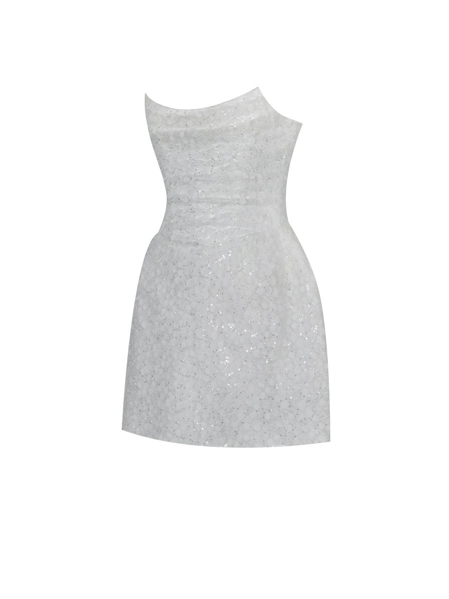 Tressa Beaded Mesh Strapless Mini Dress - HOUSE OF SHE