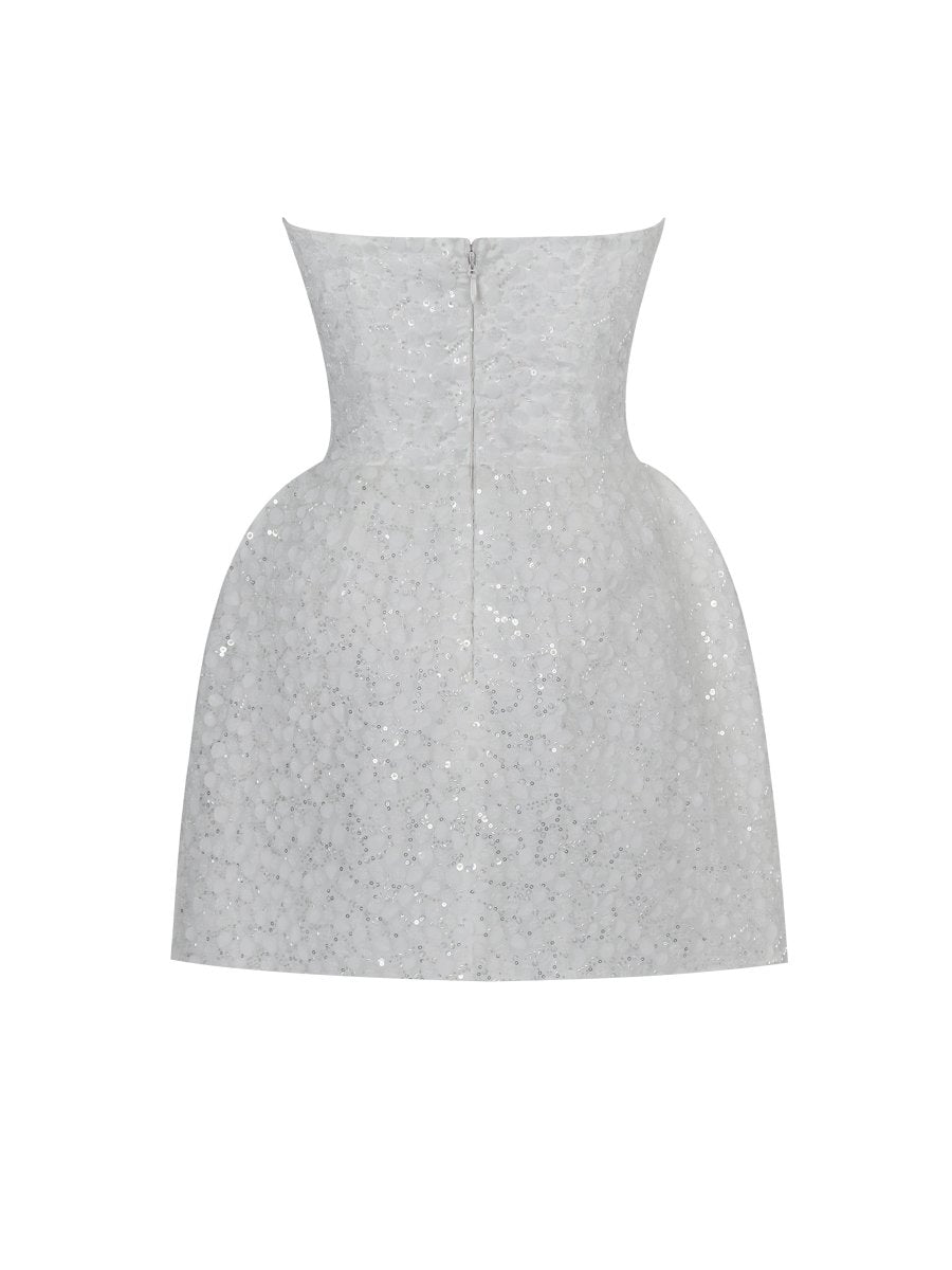 Tressa Beaded Mesh Strapless Mini Dress - HOUSE OF SHE
